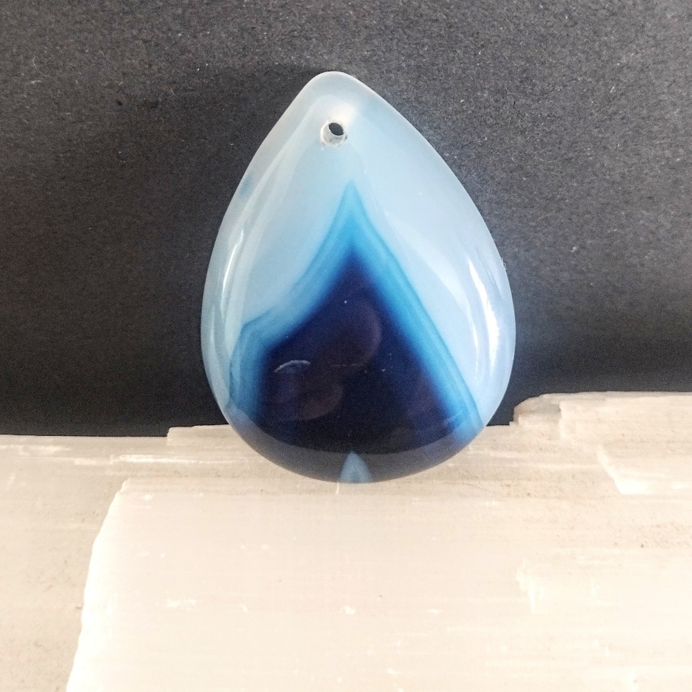 Blue Teardrop Agate Gemstone Pendant